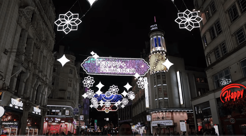 Britons furious as Central London covered in ‘Happy Ramadan’ lights over Easter – Allah's Willing Executioners