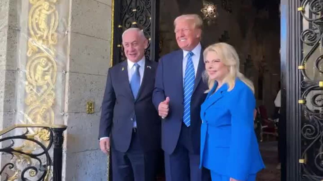 ⁣Donald Trump meets with Israeli Prime Minister Benjamin Netanyahu in Mar-A-Lago a